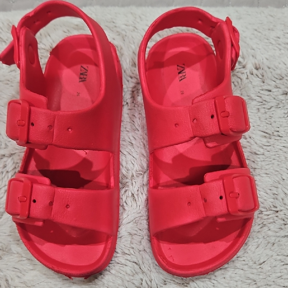 Zara Kids Bright Red Double-Buckle Sandals